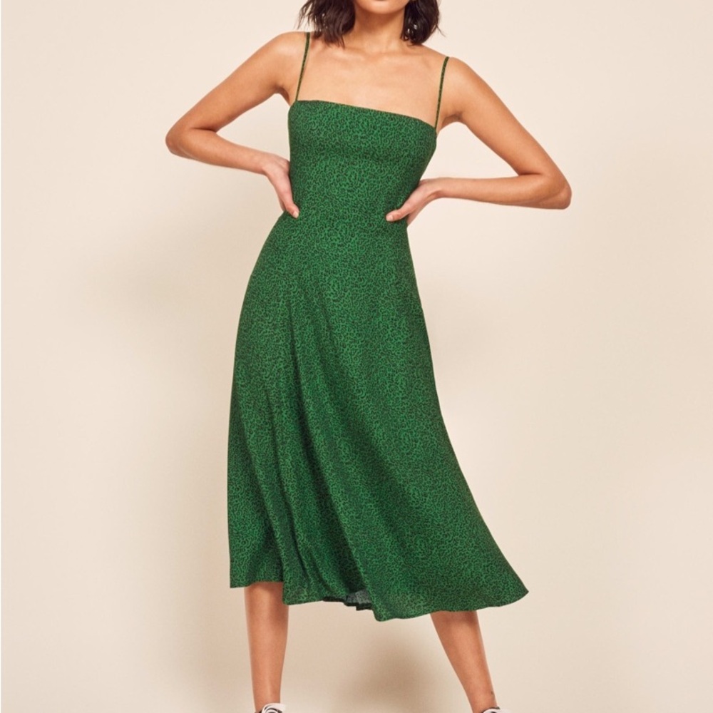 Reformation Vollare Dress Green